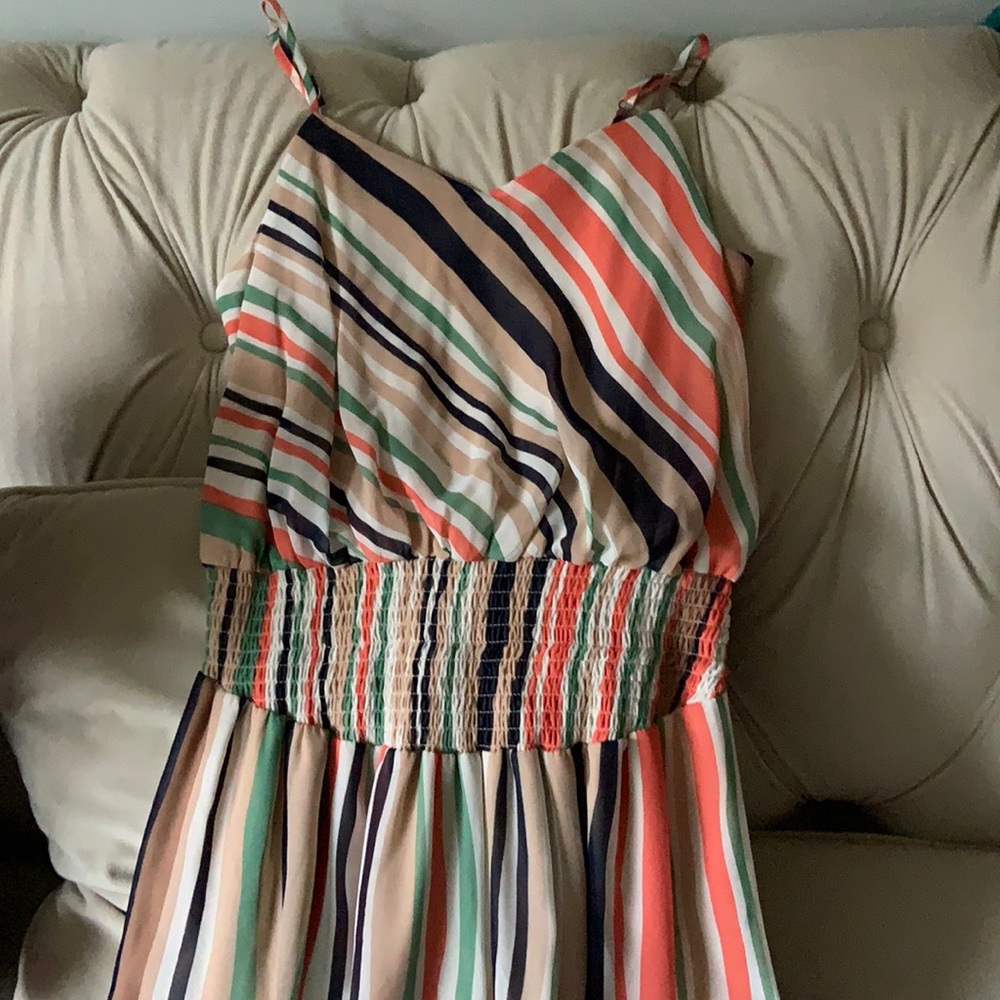 Spaghetti strap long multicolored dress